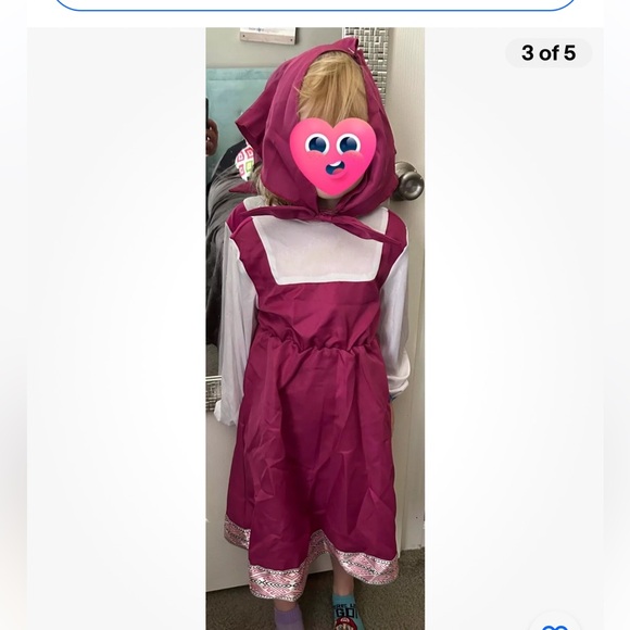 Masha & Bear Dress Headscarf Small 4T 5T Dress-Up Costume Marsha And The Bear - Picture 2 of 7